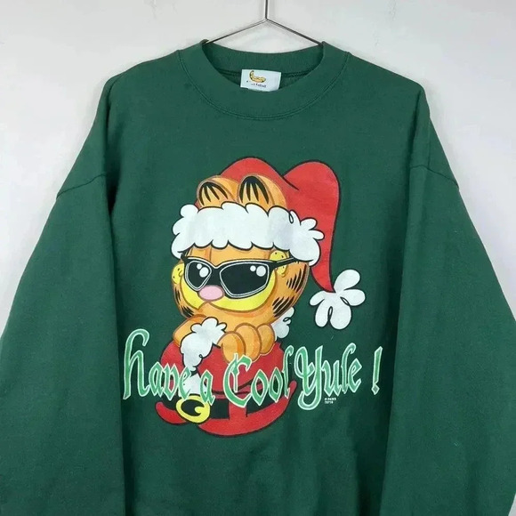 Garfield 'Have a Cool Yule!' Holiday Sweatshirt 90s - Picture 2 of 7
